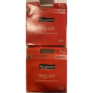 No nonsense Regular Plus 2 Reinforced Pantyhose Tan Medium Plus Size Lot Of 2